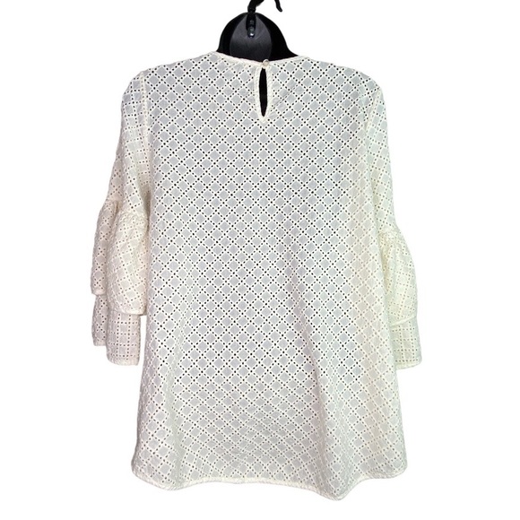 LUMIE Embroidered Top Round Neck 3/4 Length Sleeve Size M - Picture 5 of 6